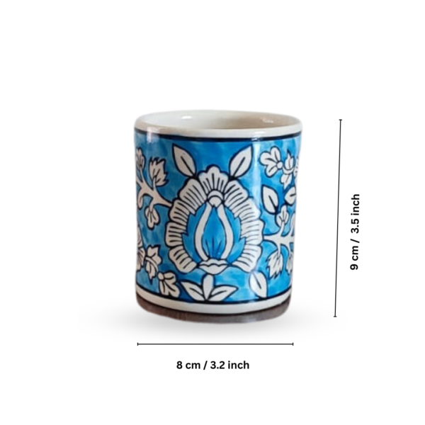 Turquoise Blue Blossom Ceramic Bathroom Accessories Set of 4 with Liquid Soap Dispenser, Toothbrush Holder, Soap Dish & Tumbler