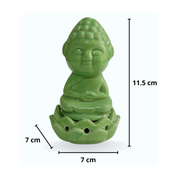 Green Lotus Buddha Ceramic Dhoop Diffuser – Set of 2