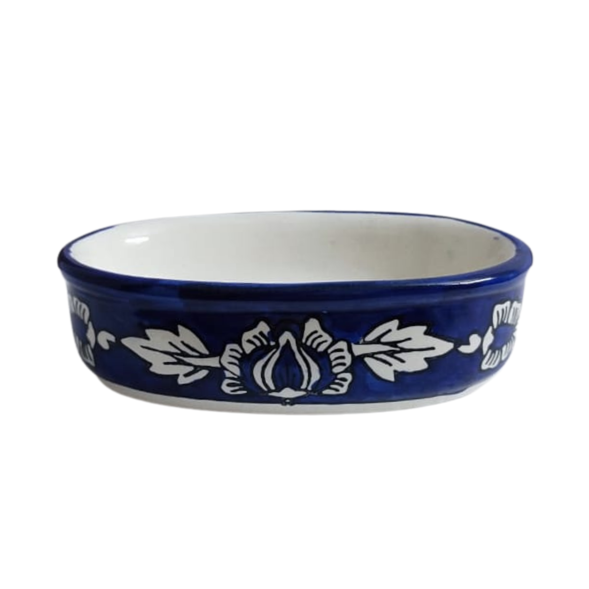 Small Box Garden Ceramic Soap Dish, Ceramic Soap Case, Mughal Painting Blue