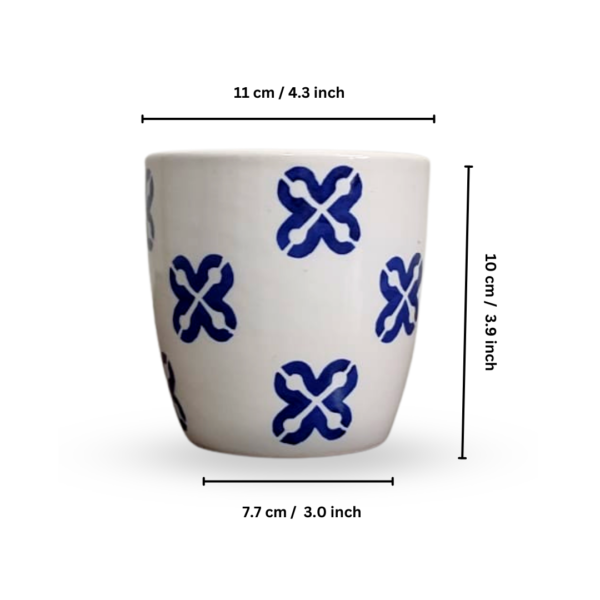 Premium Ceramic Planter Pot for Succulents | Cactus | Indoor Plants White & Blue – Set of 2 (Two)