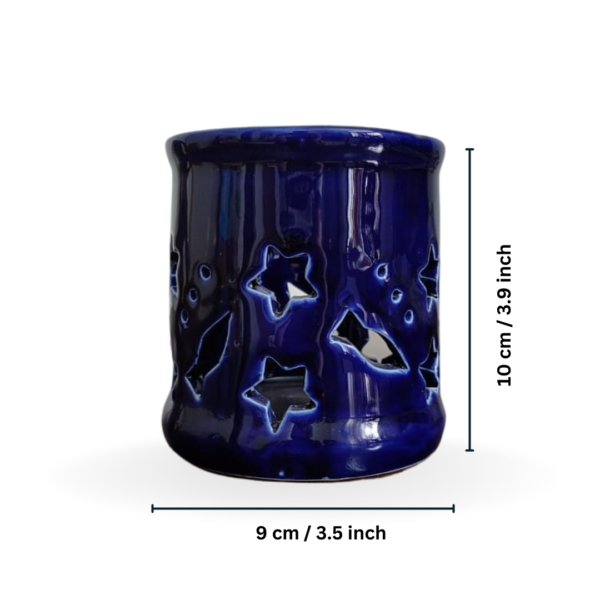 Multipurpose Ceramic Pen Holder | Office Desk Organizer | Tooth Brush Holder Navy Blue – Set Of 2