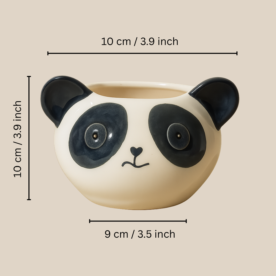 "Snuggle Panda Ceramic Planter" for indoor plants, outdoor plants, cactus & succulents.