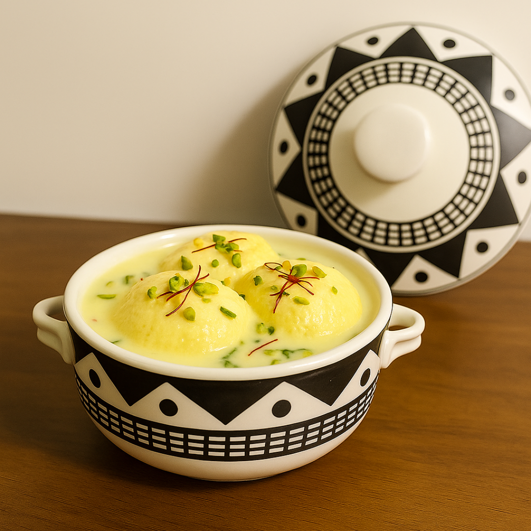 Doodle Craft Ceramic Casserole” hand–painted with Lid, 500 ml capacity, elegant & functional.