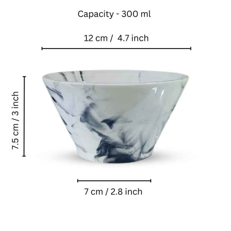 Dish Delight” Ceramic Bowls For Serving Noodles, Pasta, Soup, Salads, Snacks, Sweets – Set Of 2
