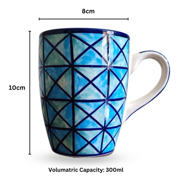 Criss Cross Coffee Mug | Tea Mug | Milk Mug (300 ml, Blue) – Set of 2