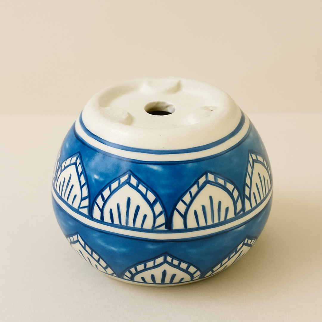 Indigo Blossom Planter” for indoor, outdoor plants, handcrafted Elegance for Your Greens.