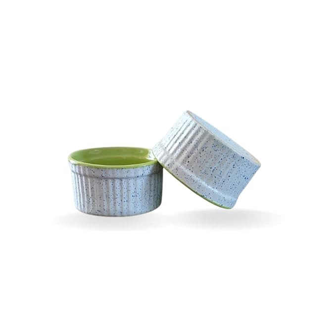 Ceramic Ramekins/Mini Bowls for Baking and Serving Cup Cakes, Ice Cream, Custard, Pudding, Soufflé – Set of 2