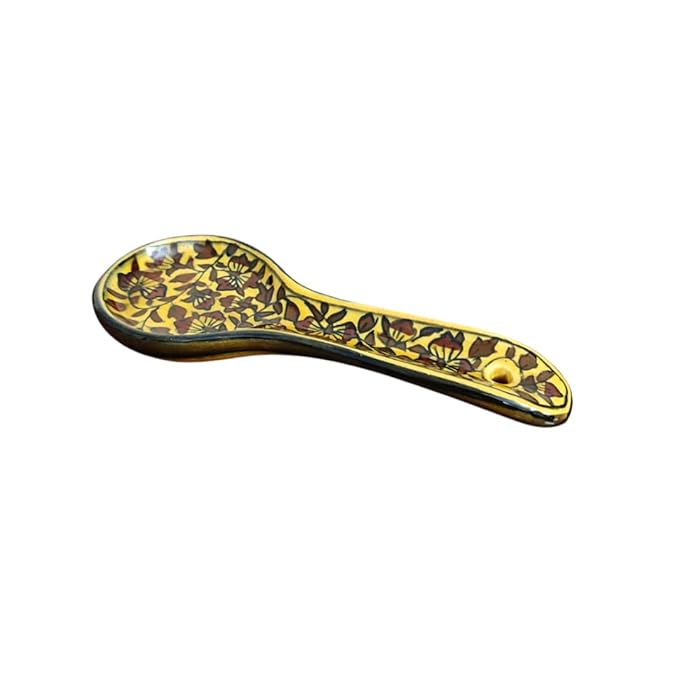 Hand Painted Ceramic Kitchen Serving Spoon Rest for Kitchen Counter | Stove Top | Table Top – Dark Brown