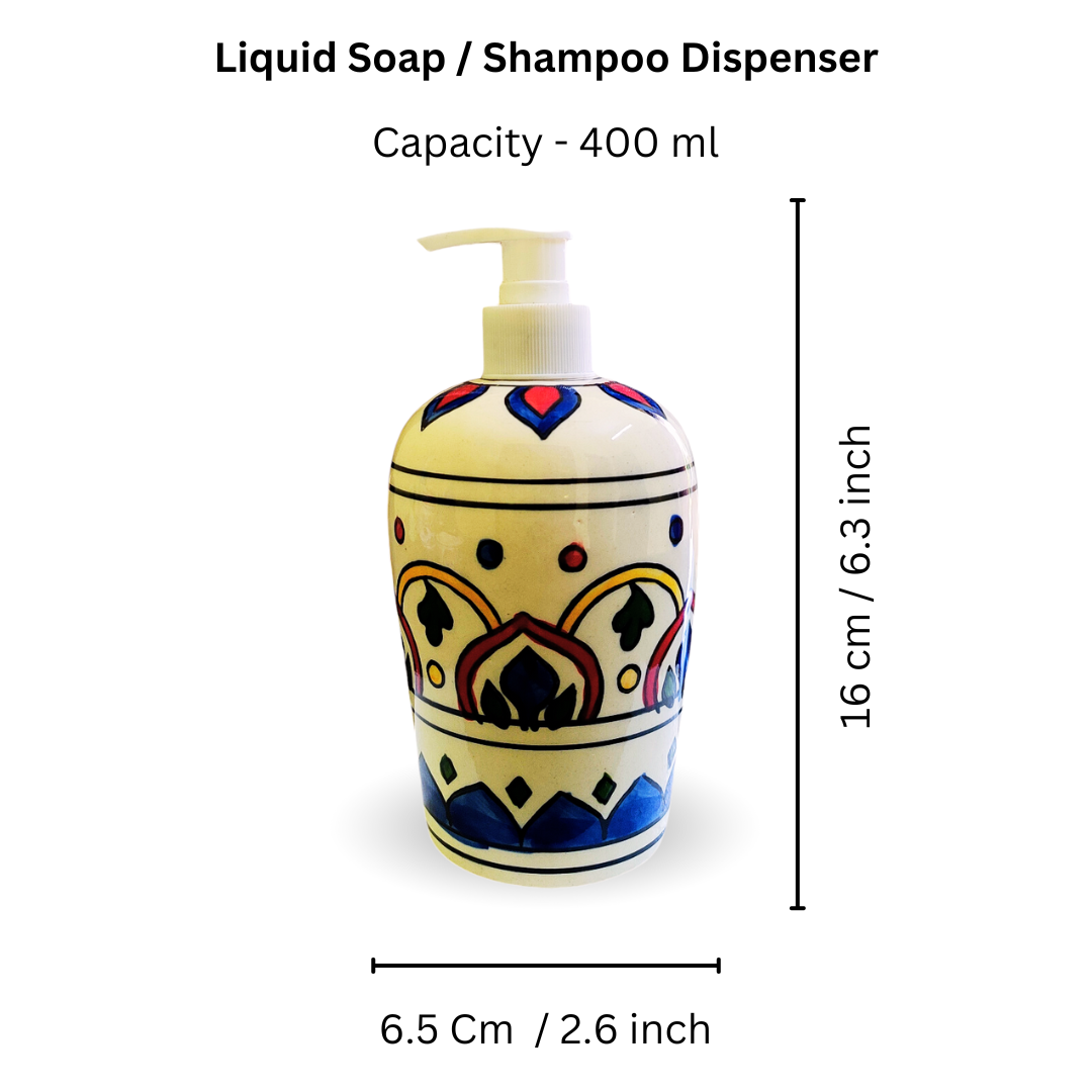 “Elegant Arch Blossom – Red ” Hand-Painted Ceramic Bath Set of 3 with Liquid Soap Dispenser, Toothbrush Holder & Soap Dish Best Gifting Options