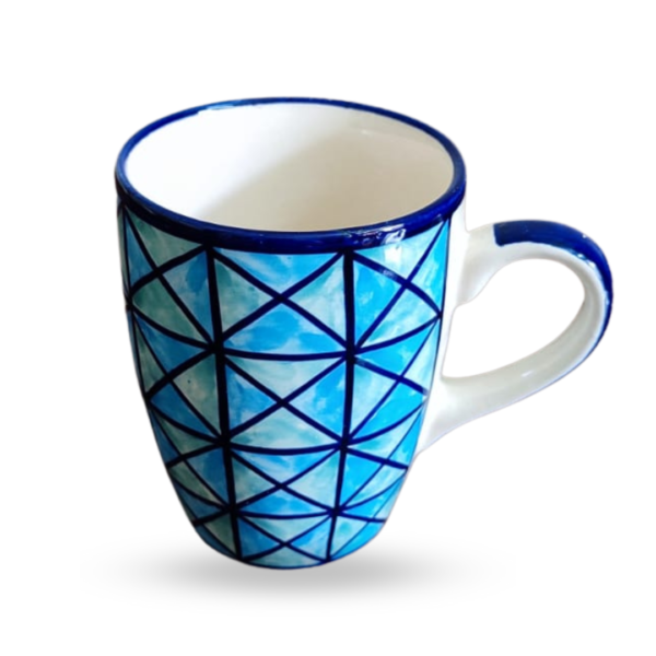 Criss Cross Coffee Mug | Tea Mug | Milk Mug (300 ml, Blue) – Set of 2