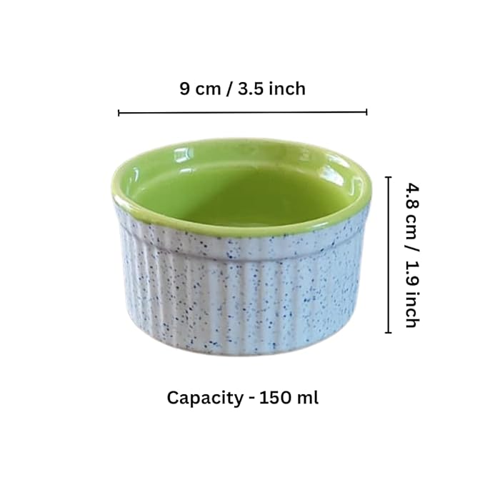Ceramic Ramekins/Mini Bowls for Baking and Serving Cup Cakes, Ice Cream, Custard, Pudding, Soufflé – Set of 2