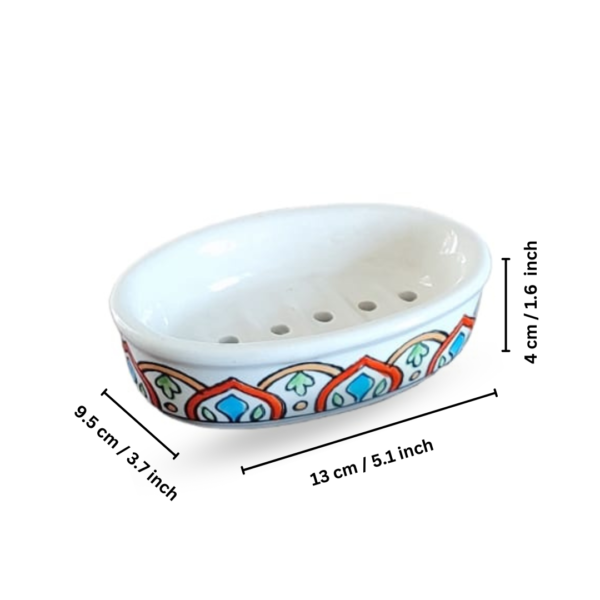 Multicolour Mihrab Painting. Ceramic Bathroom Accessories Set of 3 with Liquid Soap Dispenser, Toothbrush Holder & Soap Dish