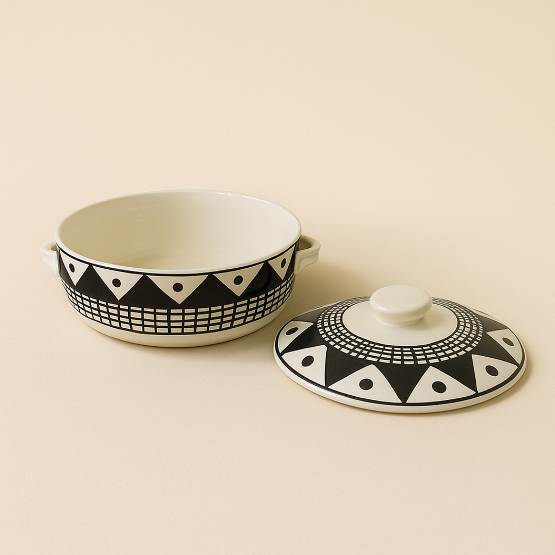 Doodle Craft Ceramic Casserole” hand–painted with Lid, 500 ml capacity, elegant & functional.