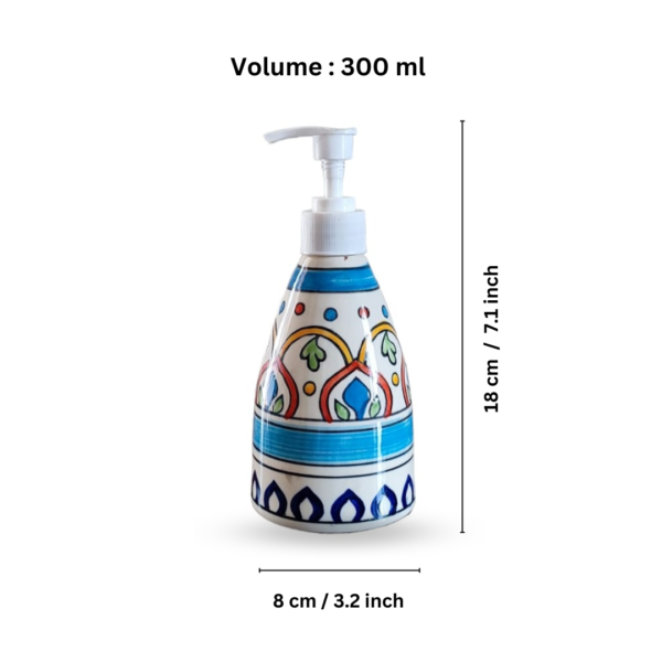 Multicolour Mihrab Painting. Ceramic Bathroom Accessories Set of 3 with Liquid Soap Dispenser, Toothbrush Holder & Soap Dish
