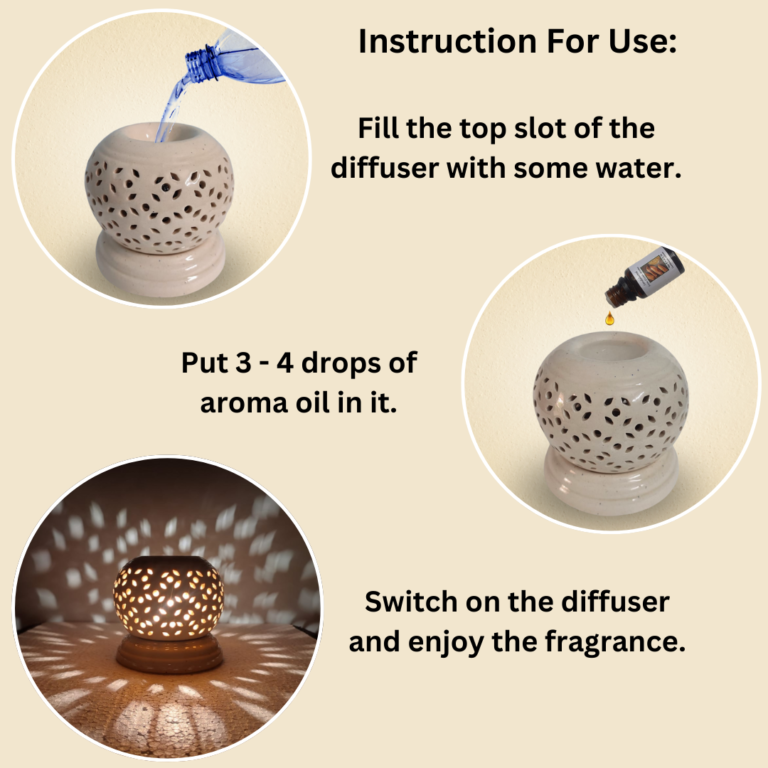 Handcrafted Ceramic Sphere Shape Electric Aroma Diffuser, Aroma Oil Burner For Home, Shops, Offices with 10ml Essential Oil