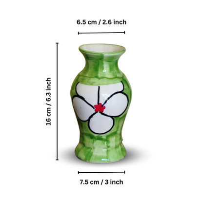 “Green Serenity ” Hand Painted Ceramic Vase for Bedroom, Livingroom, Dining Table, Cash Counter, Home Décor – Pack Of 1