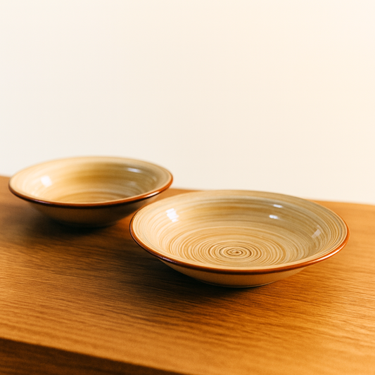 Whirlpool Ceramic Plates – Set of 2 for Pasta, Soup, Noodles, and Snacks.