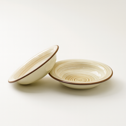 Whirlpool Ceramic Plates – Set of 2 for Pasta, Soup, Noodles, and Snacks.