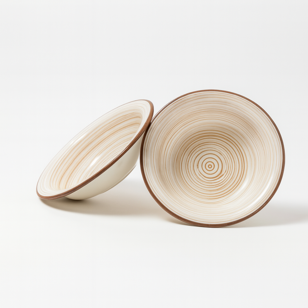 Whirlpool Ceramic Plates – Set of 2 for Pasta, Soup, Noodles, and Snacks.