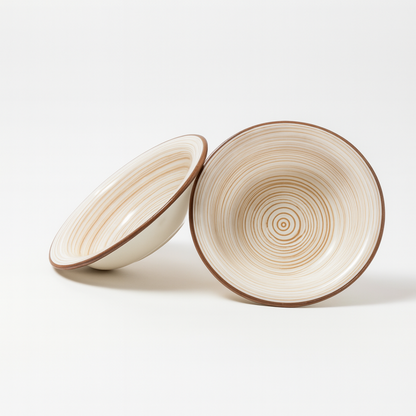 Whirlpool Ceramic Plates – Set of 2 for Pasta, Soup, Noodles, and Snacks.