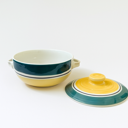 Golden Dusk Ceramic Casserole” hand–painted with Lid, 500 ml capacity, elegant & functional.
