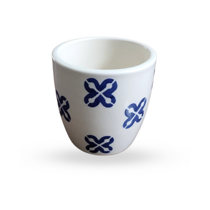 Premium Ceramic Planter Pot for Succulents | Cactus | Indoor Plants White & Blue – Set of 2 (Two)