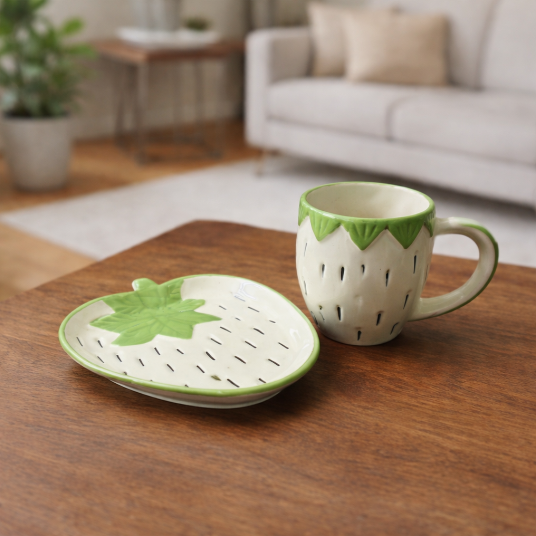 Fresh Berry Coffee Mug & Snack Plate Combo