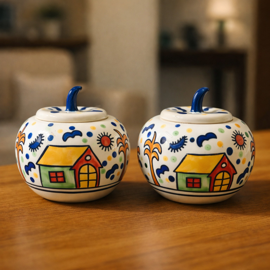 Happy Homes Apple Jar set of 2 ( 350 ml each ) for storing Spices, Sugar, Dry fruits, pickle, jam, or knick-knacks.
