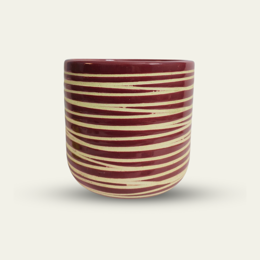 Premium Ceramic Striped Planter Pot for Succulents | Cactus | Indoor & Outdoor Plants – Purple Colour