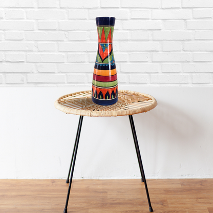 Hand Painted Long Neck Ceramic Vase for Bedroom, Livingroom, Dining Table, Cash Counter, Home Décor – 12 inches Multicolour