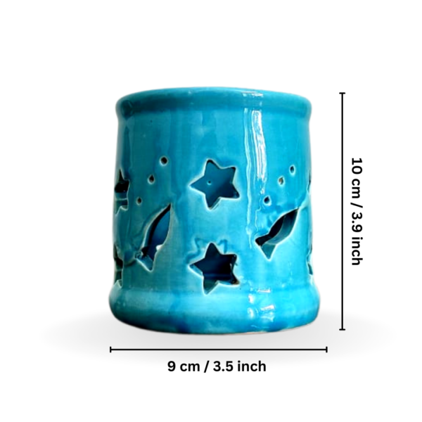 Multipurpose Ceramic Pen Holder | Office Desk Organizer | Tooth Brush Holder Turquoise Blue – Set Of 2