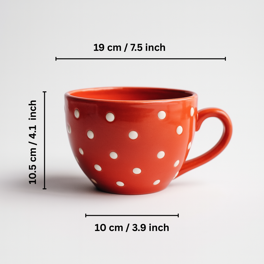 Daisy Delight Ceramic Cup Planter- Red ” for Cactus, Succulents, Indoor & Outdoor Plants.