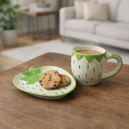 Fresh Berry Coffee Mug & Snack Plate Combo