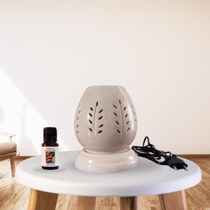 Handcrafted Ceramic Coconut Shape Electric Aroma Diffuser, Aroma Oil Burner For Home, Shops, Offices with 10ml Essential Oil