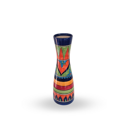 Hand Painted Long Neck Ceramic Vase for Bedroom, Livingroom, Dining Table, Cash Counter, Home Décor – 12 inches Multicolour