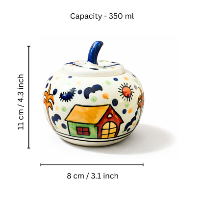 Happy Homes Apple Jar set of 2 ( 350 ml each ) for storing Spices, Sugar, Dry fruits, pickle, jam, or knick-knacks.