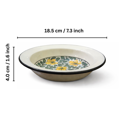 Yellow Blossom Handcrafted Ceramic Plate & Glass Set ( 2 Deep Plates + 2 Tumbler ) Premium Dining & Gifting
