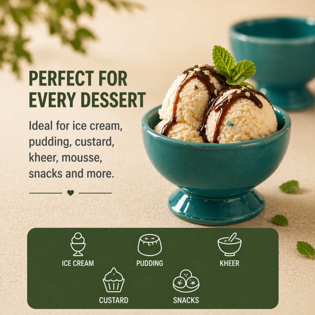 Ocean Glow Ceramic Dessert Cups Set of 6 | Premium Gloss Finish Ice Cream Bowls | Ideal for Ice Cream, Pudding, Kheer & Desserts