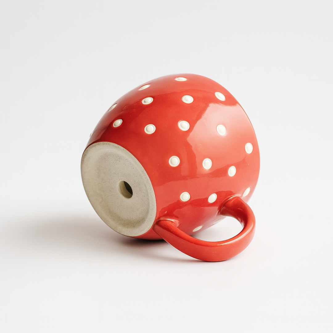 Daisy Delight Ceramic Cup Planter- Red ” for Cactus, Succulents, Indoor & Outdoor Plants.