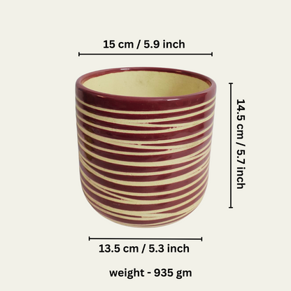 Premium Ceramic Striped Planter Pot for Succulents | Cactus | Indoor & Outdoor Plants – Purple Colour