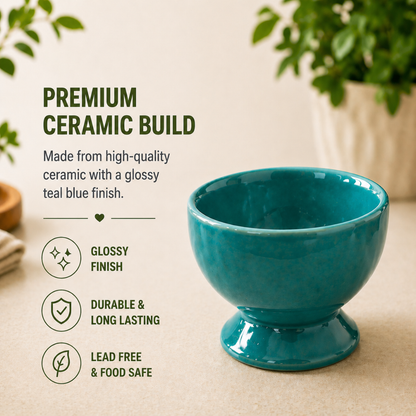 Ocean Glow Ceramic Dessert Cups Set of 6 | Premium Gloss Finish Ice Cream Bowls | Ideal for Ice Cream, Pudding, Kheer & Desserts