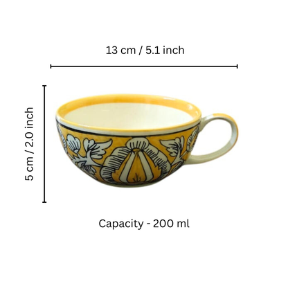 Morning Raga Hand-Painted Ceramic One Cup Kettle Tea Set – Tea for One (350ml Kettle + 200ml Cup)