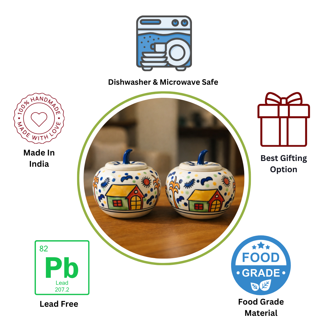 Happy Homes Apple Jar set of 2 ( 350 ml each ) for storing Spices, Sugar, Dry fruits, pickle, jam, or knick-knacks.
