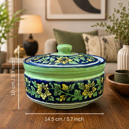 Olive Crest Handcrafted Ceramic Casserole with Lid, 1200 ml | Premium Food Grade Ceramic | Microwave & Dishwasher Safe | Ideal for Rice, Biryani, Dal, Curry, Pasta & Desserts