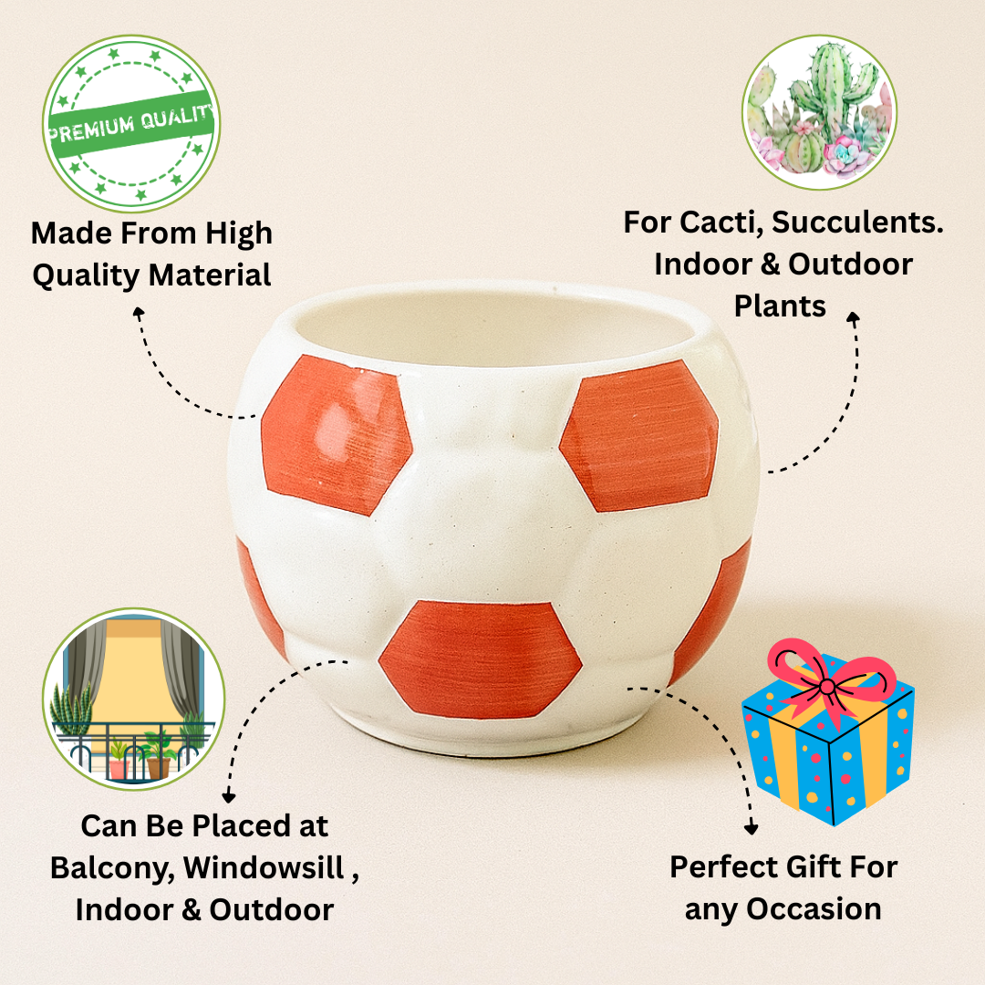 Soccer Bloom Ceramic Pot Set of 2 – Cherry Red” for indoor Plants & Outdoor Plants.