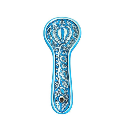 Hand Painted Ceramic Kitchen Serving Spoon Rest for Kitchen Counter | Stove Top | Table Top – Turquoise Blue
