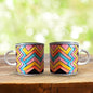 Coffee Mug | Tea Mug | Milk Mug Zig Zag Pattern (350 ml, Multicolour) – Set of 2