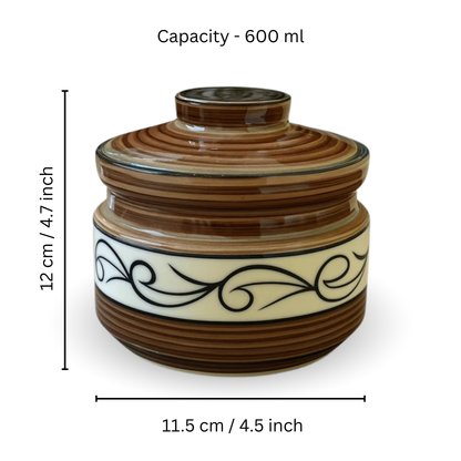 Ceramic Woodland Swirl Jar ( 600 ml capacity ) for storing Spices, Sugar, Dry fruits, Pickle, Cookies or knick-knacks.