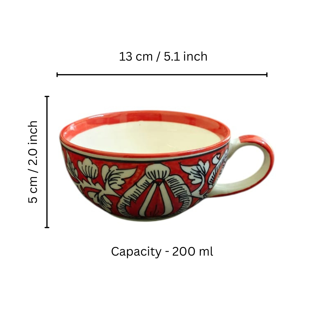 Morning Raga Hand-Painted Ceramic One Cup Kettle Tea Set – Tea for One (350ml Kettle + 200ml Cup)
