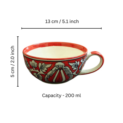 Morning Raga Hand-Painted Ceramic One Cup Kettle Tea Set – Tea for One (350ml Kettle + 200ml Cup)